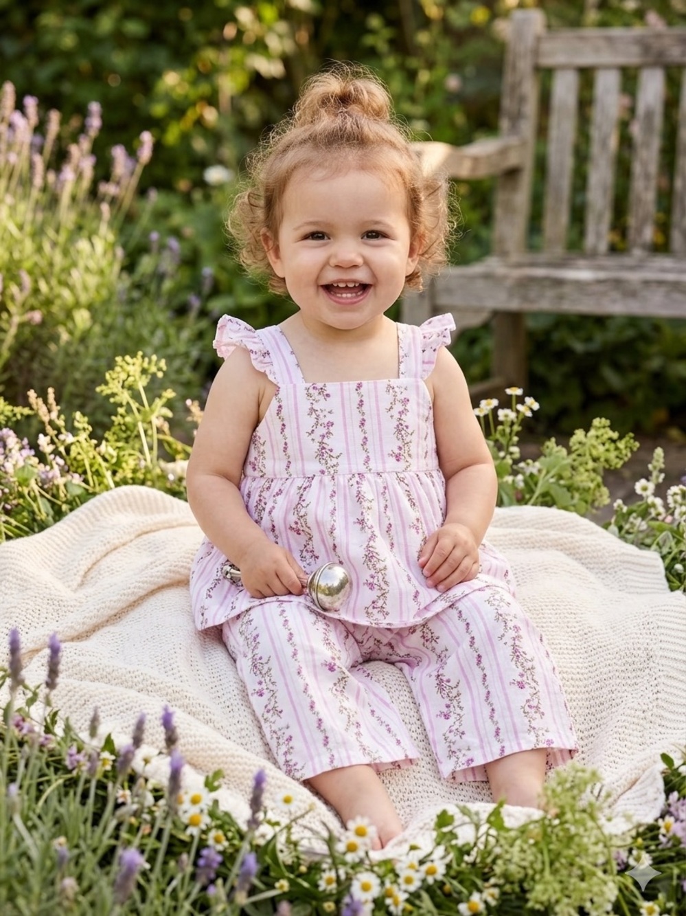 George Toddler Girls Floral Stripe 2-Piece Pant Set Size 2T - EUC